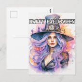 De heks | Happy Halloween Briefkaart (Voorkant / Achterkant)