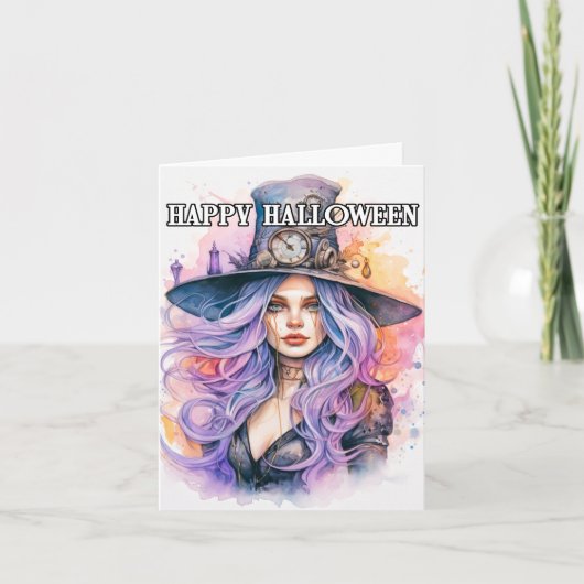 De heks | Happy Halloween Kaart (Voorkant)