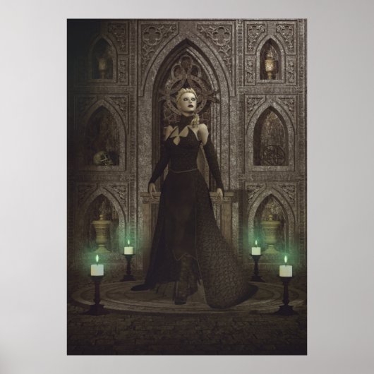 De heks in het kasteel bereidt een toverritueel vo poster (Voorkant)