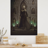 De heks in het kasteel bereidt een toverritueel vo poster (Keuken)