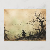De heks in zwarte inkt  Briefkaart (Voorkant)