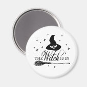 De Heks Is Er, Halloween Heksenhoed & Bezem Magneet (Voorkant / Achterkant)