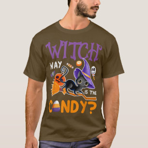 De heks is het Snoep heks zwarte kat Halloween T-shirt