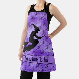 De heks is in Halloween Witch Silhouette Paars Schort