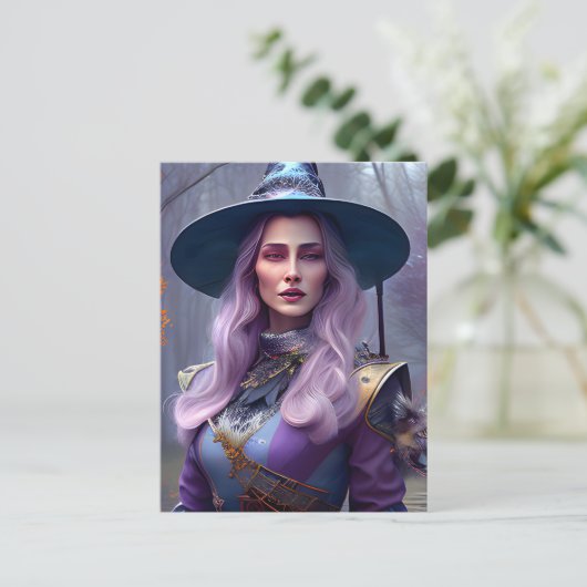 De heks met Paarse haren Briefkaart (Staand voorkant)