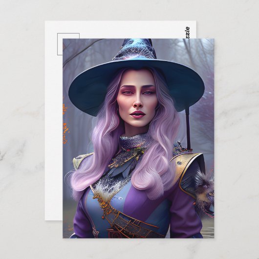 De heks met Paarse haren Briefkaart (Voorkant / Achterkant)