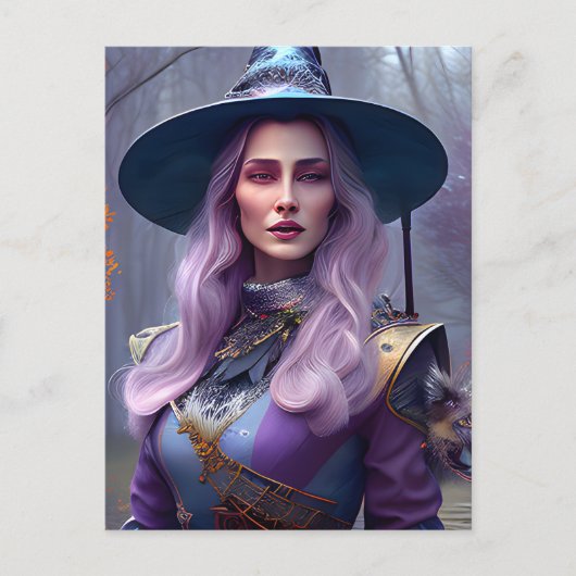 De heks met Paarse haren Briefkaart (Voorkant)