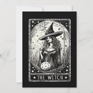De heks Tarotkaart Vintage Halloween Heks  Feestdagenkaart