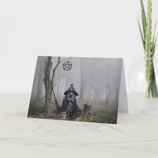 De heks van de Bossen Halloween Feestdagen Kaart (Voorkant)
