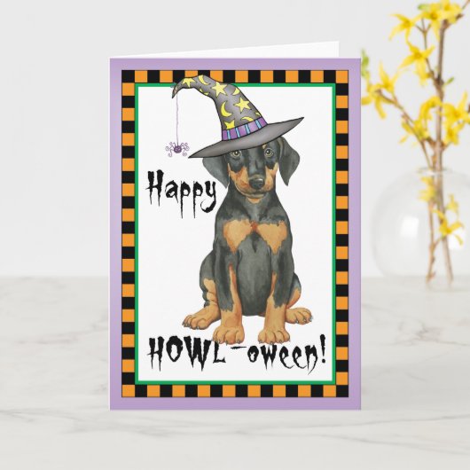 De Heks van Doberman Kaart (Gele Bloem)