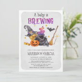 De heks van een Baby is het kweken van halloween B Kaart (Staand voorkant)