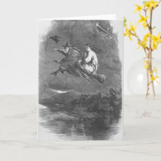 De Heks van Halloween Kaart (Gele Bloem)