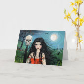 De Heks van Samhain van de Kaart van Halloween (Gele Bloem)