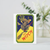 De heks-Vintage Halloween Briefkaart (Staand voorkant)