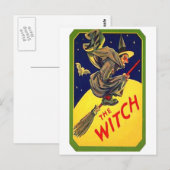 De heks-Vintage Halloween Briefkaart (Voorkant / Achterkant)