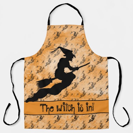 De heks zit in: Halloween Witch Silhouette Sinaasa Schort (Voorkant)