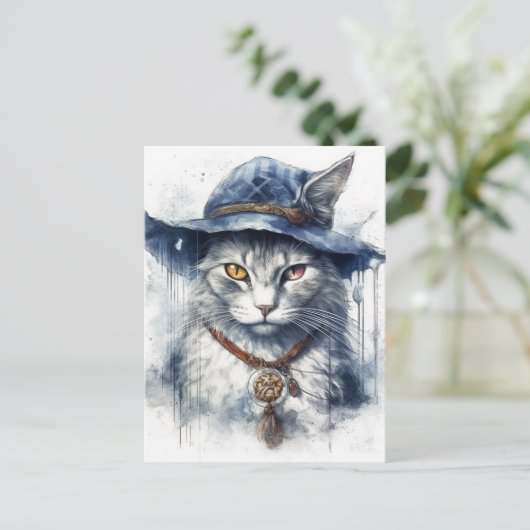 De heksen bekende kat briefkaart (Staand voorkant)