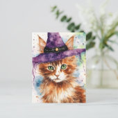 De heksen bekende Waterverf Cat Briefkaart (Staand voorkant)