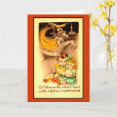 De heksen schetsen de Halloween-kaart Kaart (Gele Bloem)