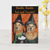 De Heksen van Halloween van het golden retriever Kaart (Gele Bloem)