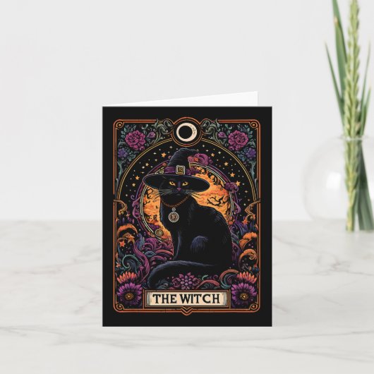 De Heksenkat Tarot Kaart Halloween  Gothic (Voorkant)