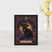 De Heksenkat Tarot Kaart Halloween  Gothic (Gele Bloem)