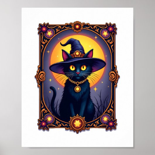 De Heksenkat Tarot Kaart Halloween Gothic Poster (Voorkant)