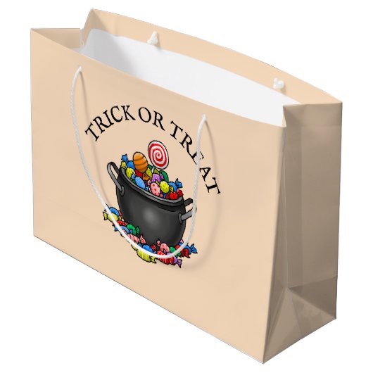 De heksenketel voor Halloween Groot Cadeauzakje (Achterkant Gekanteld)