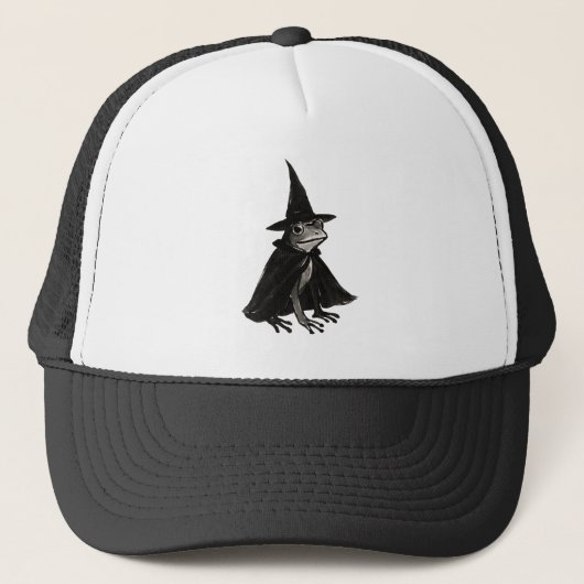 De Heksenkikker – Inktkwast Halloween-ontwerp op Trucker Pet (Voorkant)