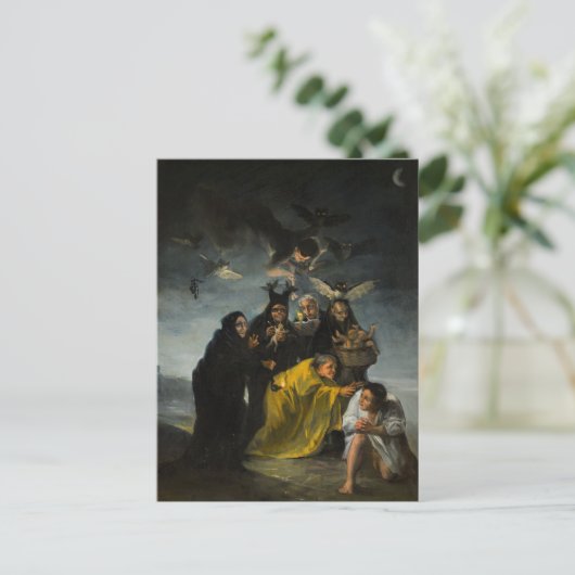 De heksensabbat, Las Brujas door Francisco Goya Feestdagenkaart (Staand voorkant)