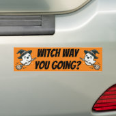 De heksenweg? Schattigee Ghost Flying Witch Bumpersticker (Op auto)