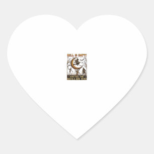 De hel is leeg Halloween Heks Halve Maan Skelet Hart Sticker