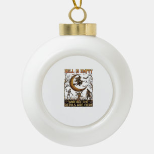 De hel is leeg Halloween Heks Halve Maan Skelet Keramische Bal Ornament