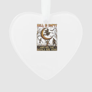 De hel is leeg Halloween Heks Halve Maan Skelet Ornament
