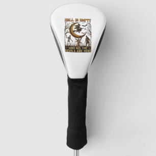 De hel is leeg Halloween Heksen Sikkelvormige Maan Golfheadcover