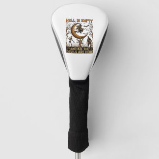 De hel is leeg Halloween Heksen Sikkelvormige Maan Golfheadcover