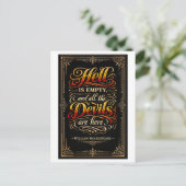 "De hel is leeg" Shakespeare Briefkaart (Staand voorkant)