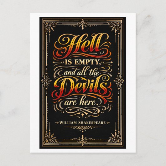 "De hel is leeg" Shakespeare Briefkaart (Voorkant)