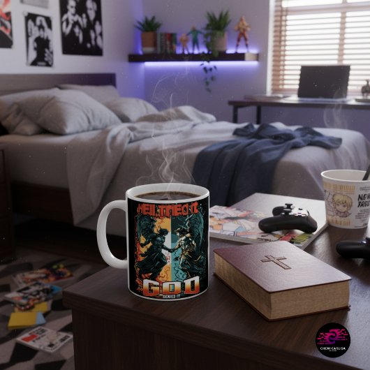 De hel probeerde het, God ontkende het, Christelij Koffiemok