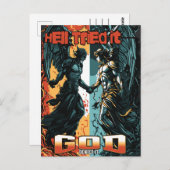 De hel probeerde het God ontkende het Christelijk  Briefkaart (Voorkant / Achterkant)