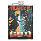 De hel probeerde het God ontkende het Christelijk  Heupfles (Voorkant)