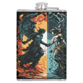 De hel probeerde het God ontkende het Christelijk  Heupfles (Achterkant)