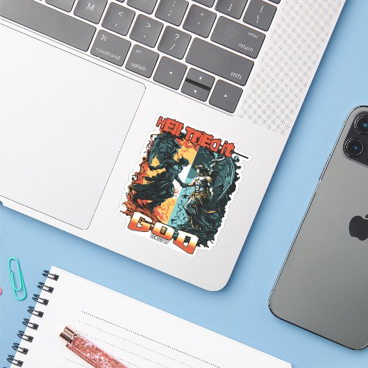 De hel probeerde het God ontkende het Christelijk  Sticker (Laptop met iPhone)