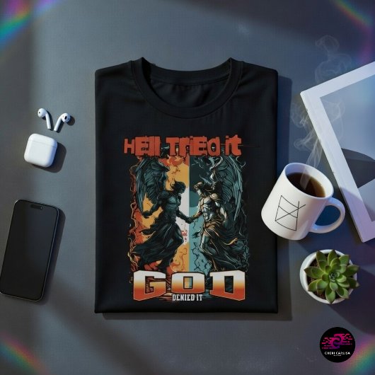 De hel probeerde het God ontkende het Christelijk  T-shirt