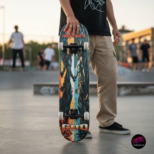 De hel probeerde het, God wees het af Christelijk  Persoonlijk Skateboard