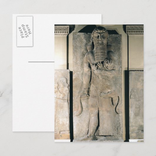 De held Gilgamesh heeft een leeuw Briefkaart (Voorkant / Achterkant)