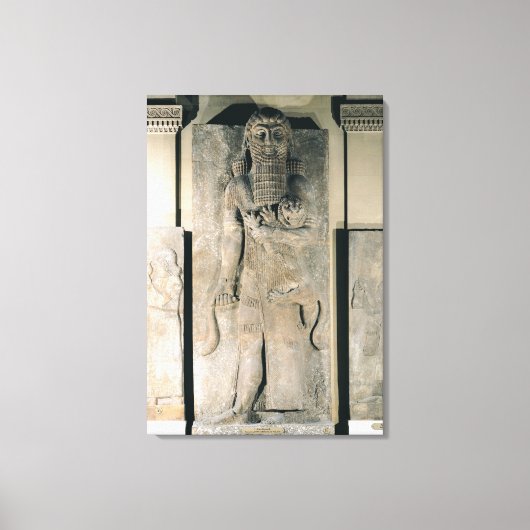 De held Gilgamesh heeft een leeuw Canvas Afdruk (Voorkant)