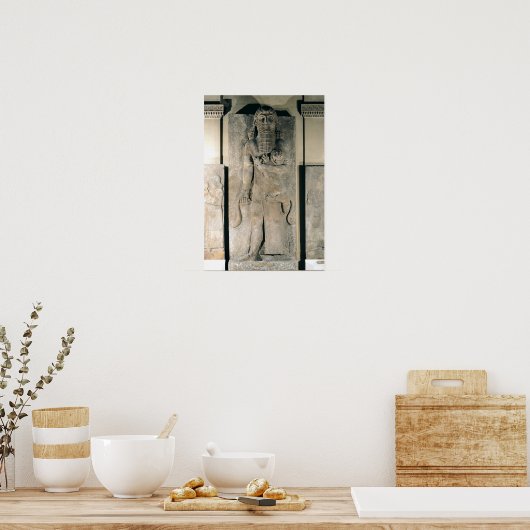 De held Gilgamesh heeft een leeuw Poster (Keuken)