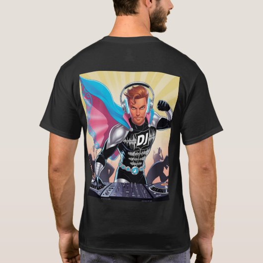 De held van de beats: DJ Defender T-shirt (Achterkant)