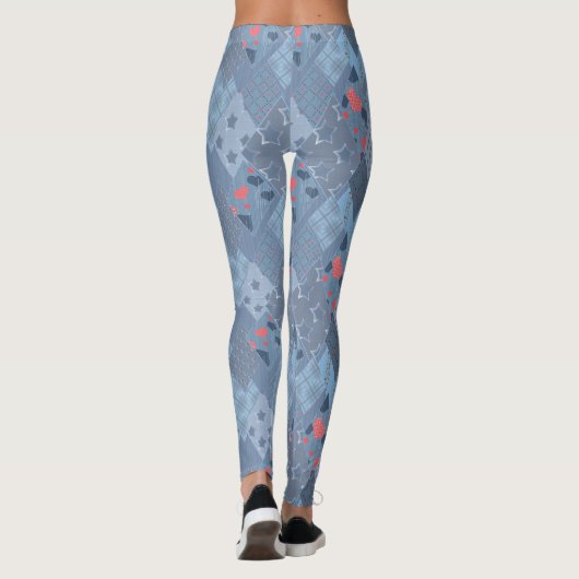 De heldere blauwe lappendeken leggings (Achterkant)